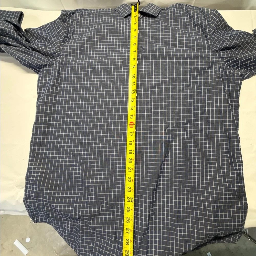 Banana Republic Navy and White Windowpane Dress Shirt‎